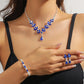 Elegant Floral Teardrop Necklace & Earrings & Bracelet 3-Piece Set
