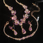 Elegant Floral Teardrop Necklace & Earrings & Bracelet 3-Piece Set