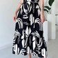 Women’s Sleeveless Black and White Maxi Dress