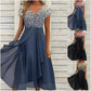 Women's Summer V-Neck Printed Patchwork Dress