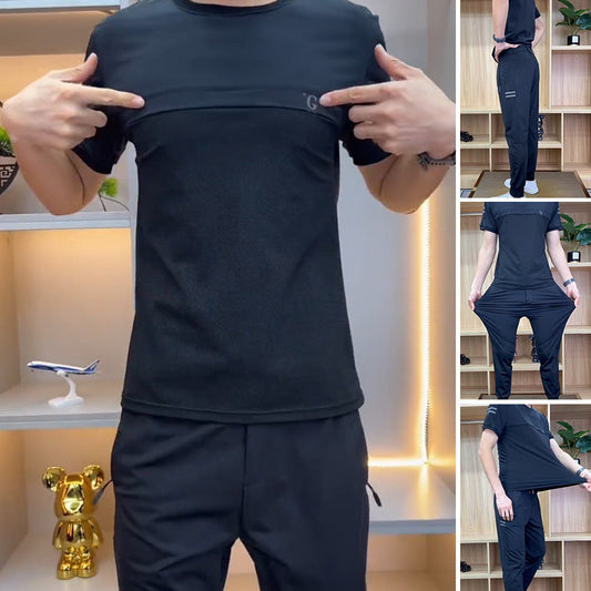 Men's Sports Short Sleeve Top＆ Pants Two-Piece Set