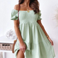 Women’s Elegant Solid Open Shoulder Short Dress