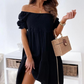 Women’s Elegant Solid Open Shoulder Short Dress
