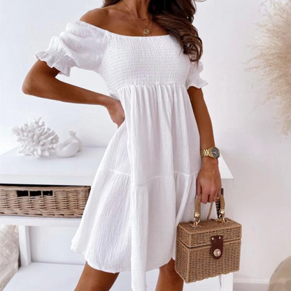 Women’s Elegant Solid Open Shoulder Short Dress