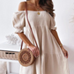 Women’s Elegant Solid Open Shoulder Short Dress