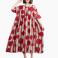 Round Neck 3/4 Sleeves Printed Casual Loose Dress