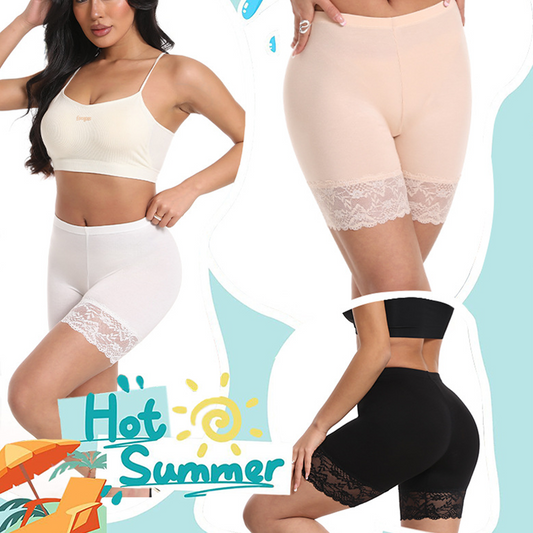 Tight-Fit Lace Trim Safety Shorts
