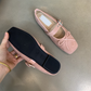 Elegant Women's Square-Toe Flat Mary Janes Shoes with Buckle & Bow Detail