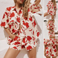 Women's Vintage Floral Print Shirt & Shorts Two-Piece Set