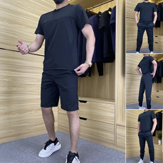 Men's Casual Sports Short-Sleeved Shirt & Pants 2-Piece Set