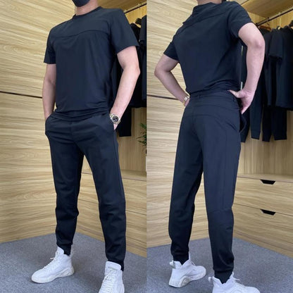Men's Casual Sports Short-Sleeved Shirt & Pants 2-Piece Set