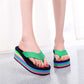 Women's Casual Flip Flop with Rainbow Sole
