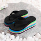 Women's Casual Flip Flop with Rainbow Sole