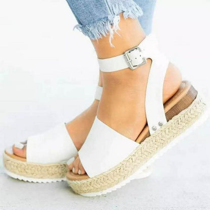 Women's Leopard Print Open Toe Wedge Sandals