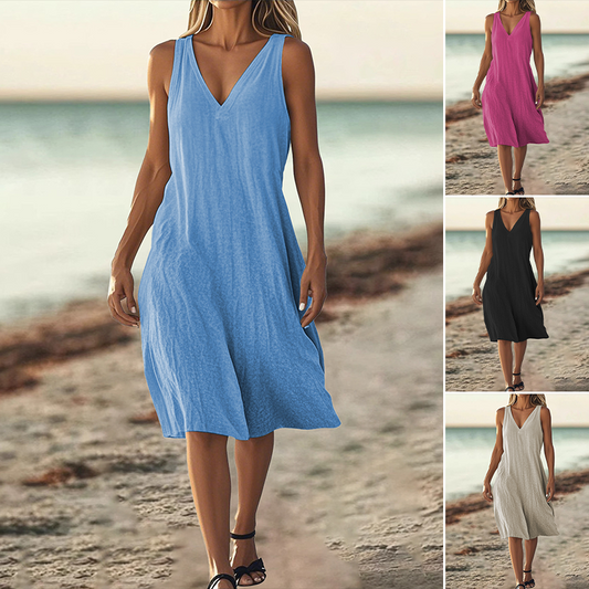 Women's Sleeveless V-Neck Dress