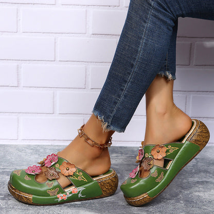 Ethnic Style Thick-Sole Slippers for Women