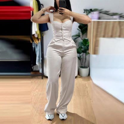Women's Fitted Top & Full-Length Pants Set