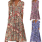 Women's Casual Floral Print V-Neck Loose Fit Dress