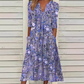 Women's Casual Floral Print V-Neck Loose Fit Dress