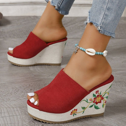 Women's Open Toe Wedge Platform Slide Sandals