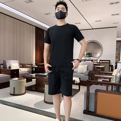 Men's Solid Color Top & Pants Set