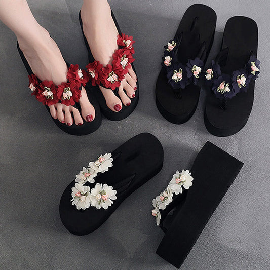 Women's Casual Floral Platform Flip-Flops