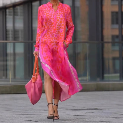 Women's Trendy Leopard Print V-Neck Side Slit Dress