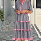 Sweet and Fresh Plaid Color-Block Cake Ruffle Dress
