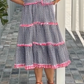 Sweet and Fresh Plaid Color-Block Cake Ruffle Dress
