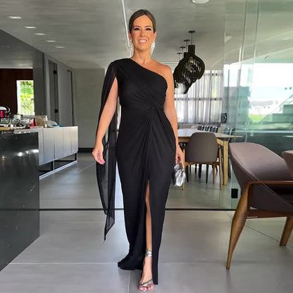 Women's Elegant Off-Shoulder Slit Maxi Dress