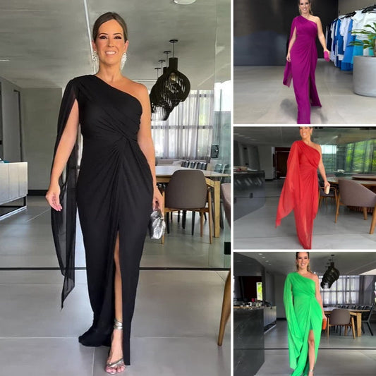 Women's Elegant Off-Shoulder Slit Maxi Dress