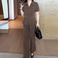 Women’s Elegant Short Sleeves Top & Wide Leg Pants 2PCS Set