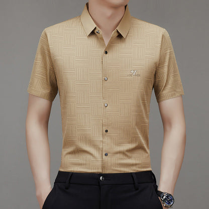 Men's Summer Subtle Pattern Short-Sleeve Shirt