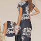 Deep V Neck Printed Bodycon Maxi Dress