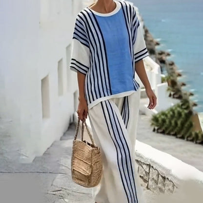 Women's Striped Top & Pants 2-Piece Set