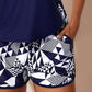 Color-Blocking Printed Loose Swimsuit Set