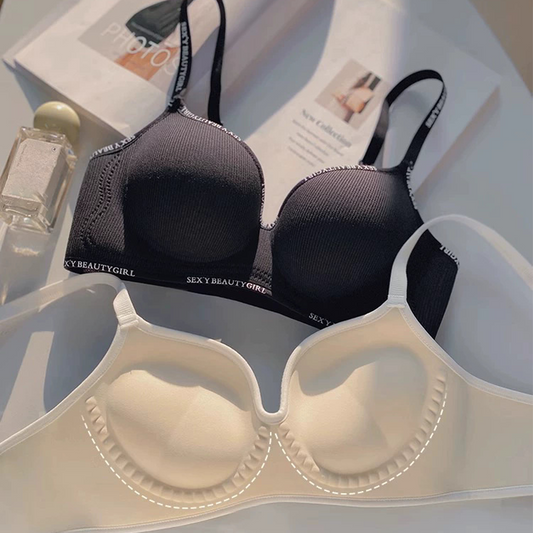 Push-Up & Wire-Free Bra with Letter Pattern