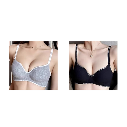 Push-Up & Wire-Free Bra with Letter Pattern