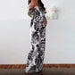 Women’s Stylish Print Short Sleeve Shirt & Pants Two-Piece Set