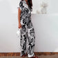 Women’s Stylish Print Short Sleeve Shirt & Pants Two-Piece Set