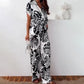 Women’s Stylish Print Short Sleeve Shirt & Pants Two-Piece Set