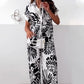 Women’s Stylish Print Short Sleeve Shirt & Pants Two-Piece Set