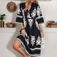 Rochie casual cu imprimeu și decolteu în V