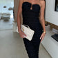 Elegant Strapless Ruched Bodycon Dress