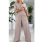 Women's Casual Printed Tops ＆ Wide-Leg Pants 2-Piece Set