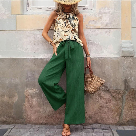 Women's Halter Top Long Pants 2-Piece Set