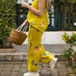 Floral Printed Halter Neck Top & Wide-Leg Pants Set