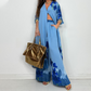 Women's Longline Shirt Dress & Wide-Leg Pants Set