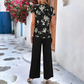 Women's Casual Print Top & Wide Leg Pants 2-Piece Set