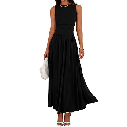 Women's Elegant Crew Neck Maxi Dress